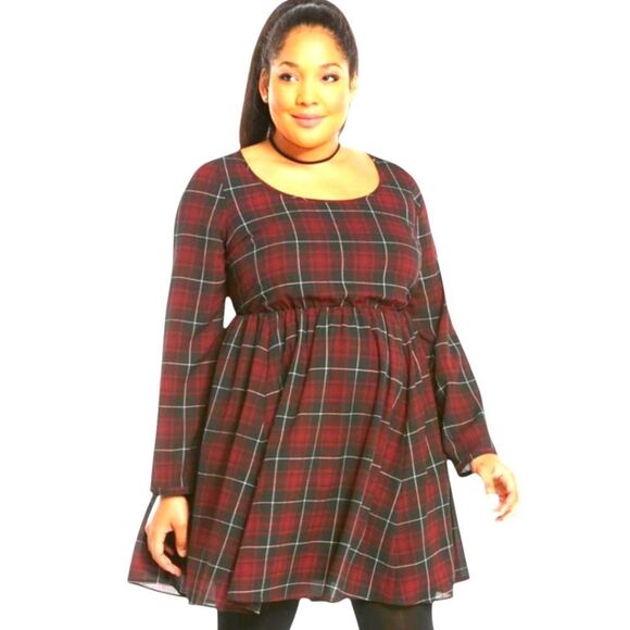 TORRID NEW DESERT PLAID Mini Georgette Criss Cross Back Skater dress 3X - Picture 2 of 15